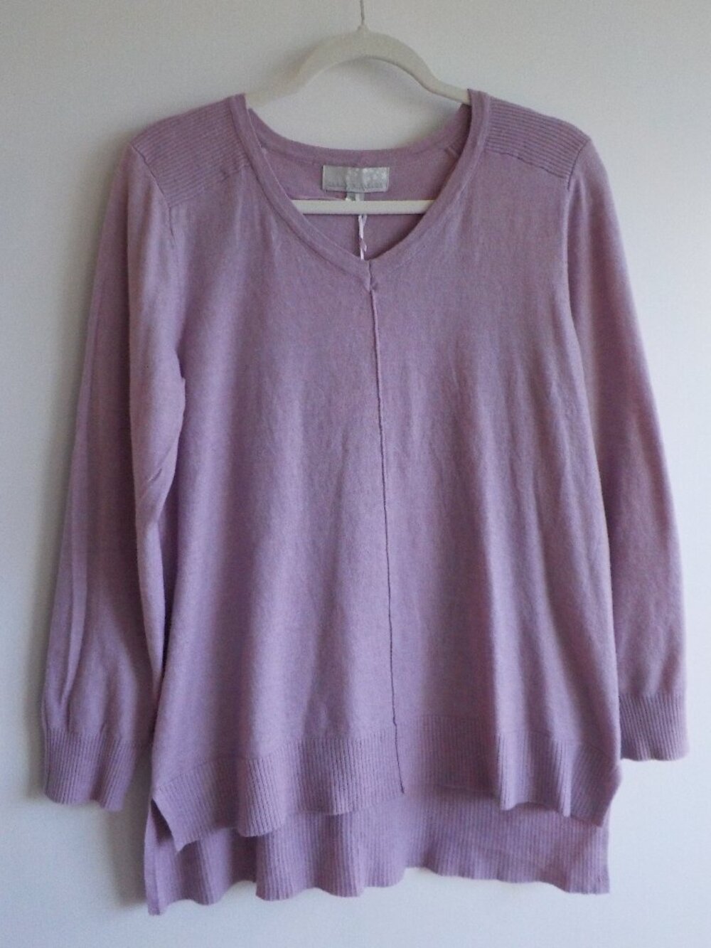 Carolyn Taylor Sweater - Petite Large - NWT Purple V-neck 3/4 Sleeve (2510)